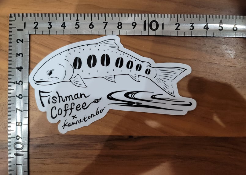 Fishman Coffee×kawatonbo コラボステッカー(ホワイト) | Fishm