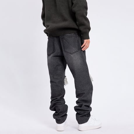 Ripped Smiley Denim/ Black