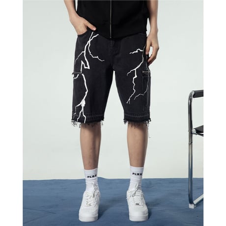Lightning Denim Shorts