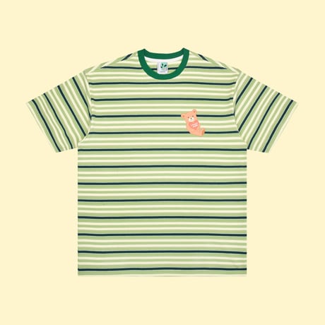 [CANDYMADE]  Cartoon Bear Striped Tee