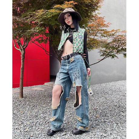 [PCCVISION] Vintage Big Ripped Denim