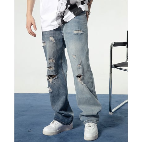 Ripped Straight Denim