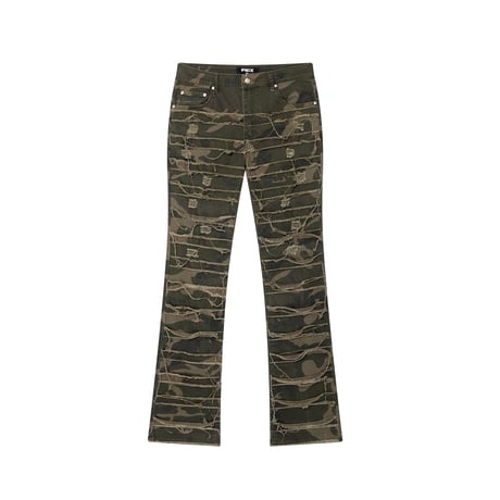 Heavy Camouflage Destroyed Denim