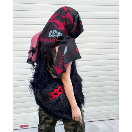 [PCCVISION] 333 Vintage Black And Red Scarf