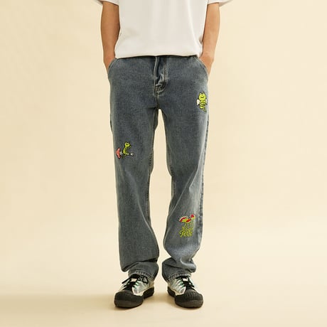 [CANDYMADE]  Frog Embroidery Denim
