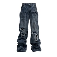 [PCCVISION] Vintage Ripped Double Denim