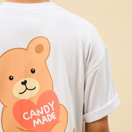 [CANDYMADE]  Cartoon Bear Tee  / White