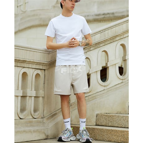 Star Logo Print Shorts / Beige