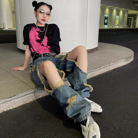 [PCCVISION] Vintage Big Ripped Denim
