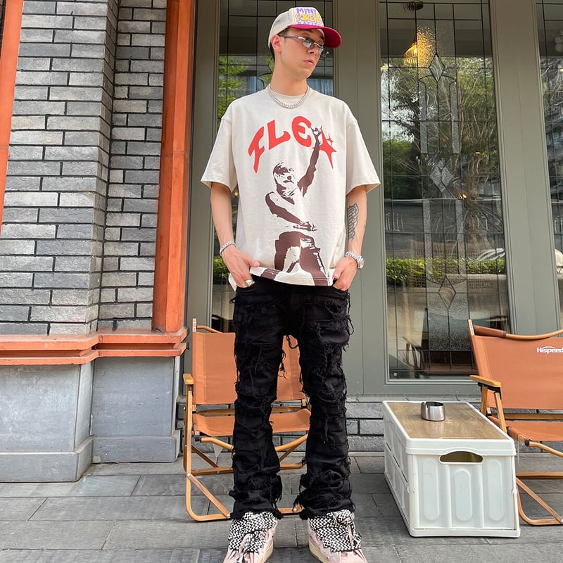 Ripped Flared Denim | FLEXHOOD