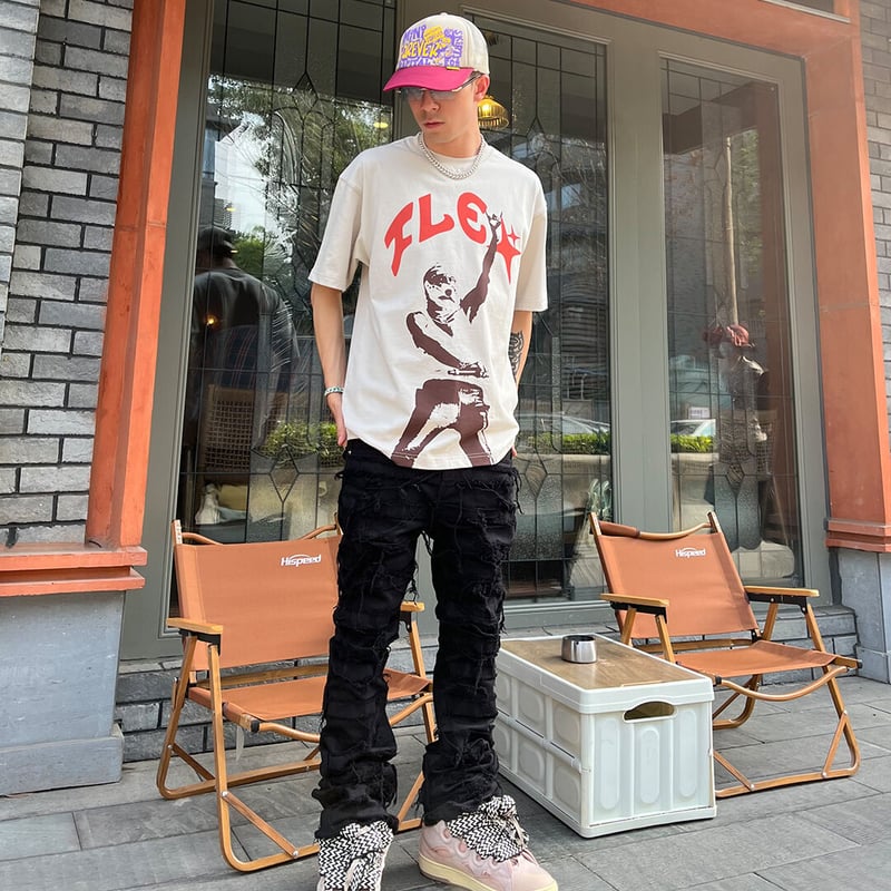 Ripped Flared Denim | FLEXHOOD