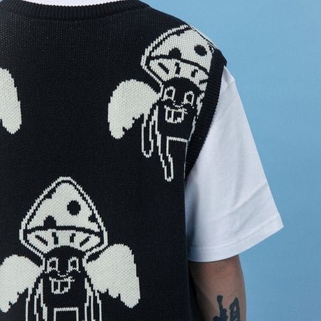 [CANDYMADE] Mushroom Sweater Vest / Black