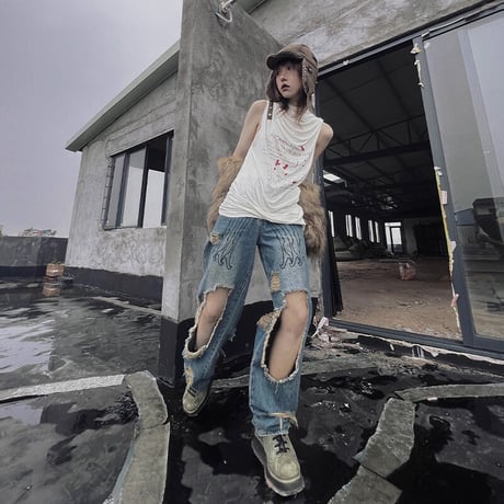 [PCCVISION] Vintage Big Ripped Denim