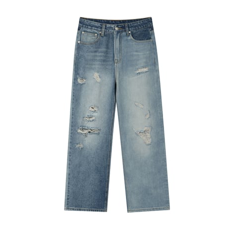 Ripped Straight Denim