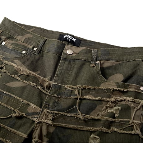 Heavy Camouflage Destroyed Denim