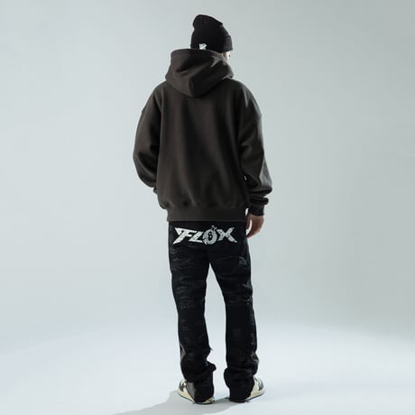 Flocked Printed Fleece Hoodie