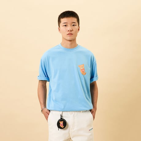 [CANDYMADE]  Cartoon Bear Tee  / Blue