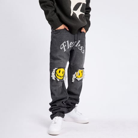 Ripped Smiley Denim/ Black