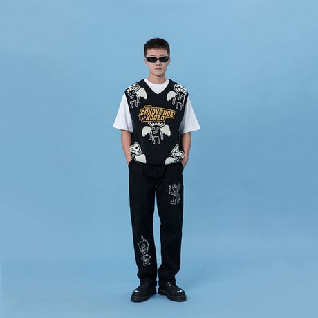 [CANDYMADE] Mushroom Sweater Vest / Black