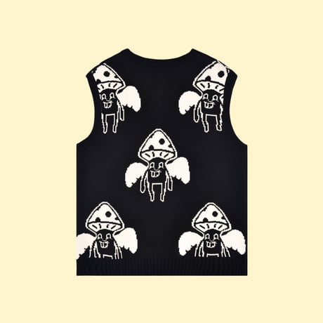 [CANDYMADE] Mushroom Sweater Vest / Black