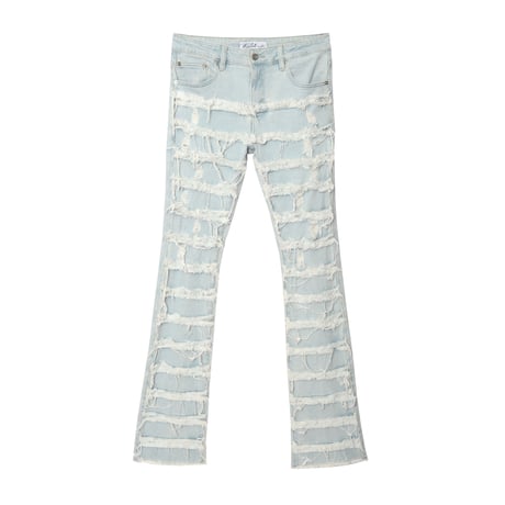 Ripped Flared Denim / Blue