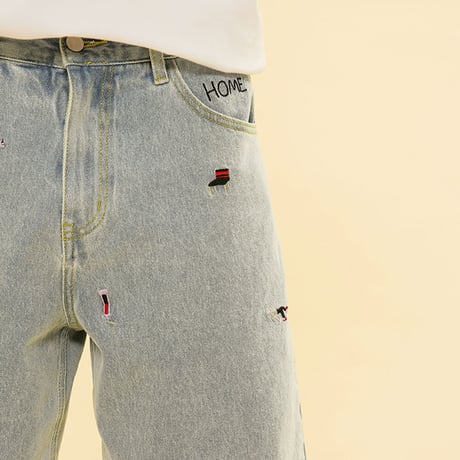 [CANDYMADE]  Embroidered Denim Shorts