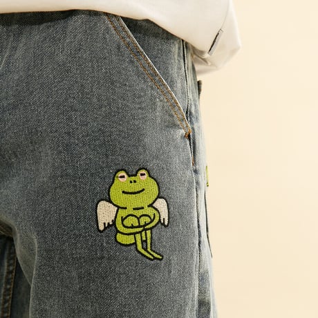 [CANDYMADE]  Frog Embroidery Denim