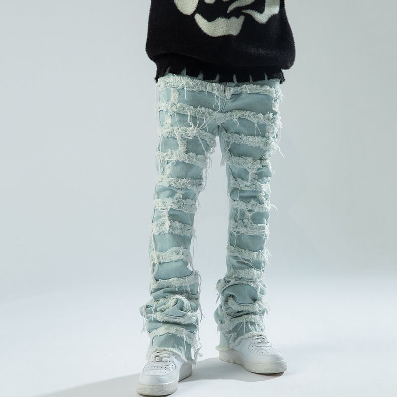 Ripped Flared Denim / Blue | FLEXHOOD