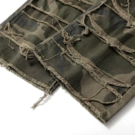 Heavy Camouflage Destroyed Denim