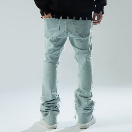 Ripped Flared Denim / Blue