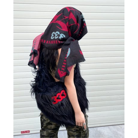 [PCCVISION] 333 Vintage Black And Red Scarf