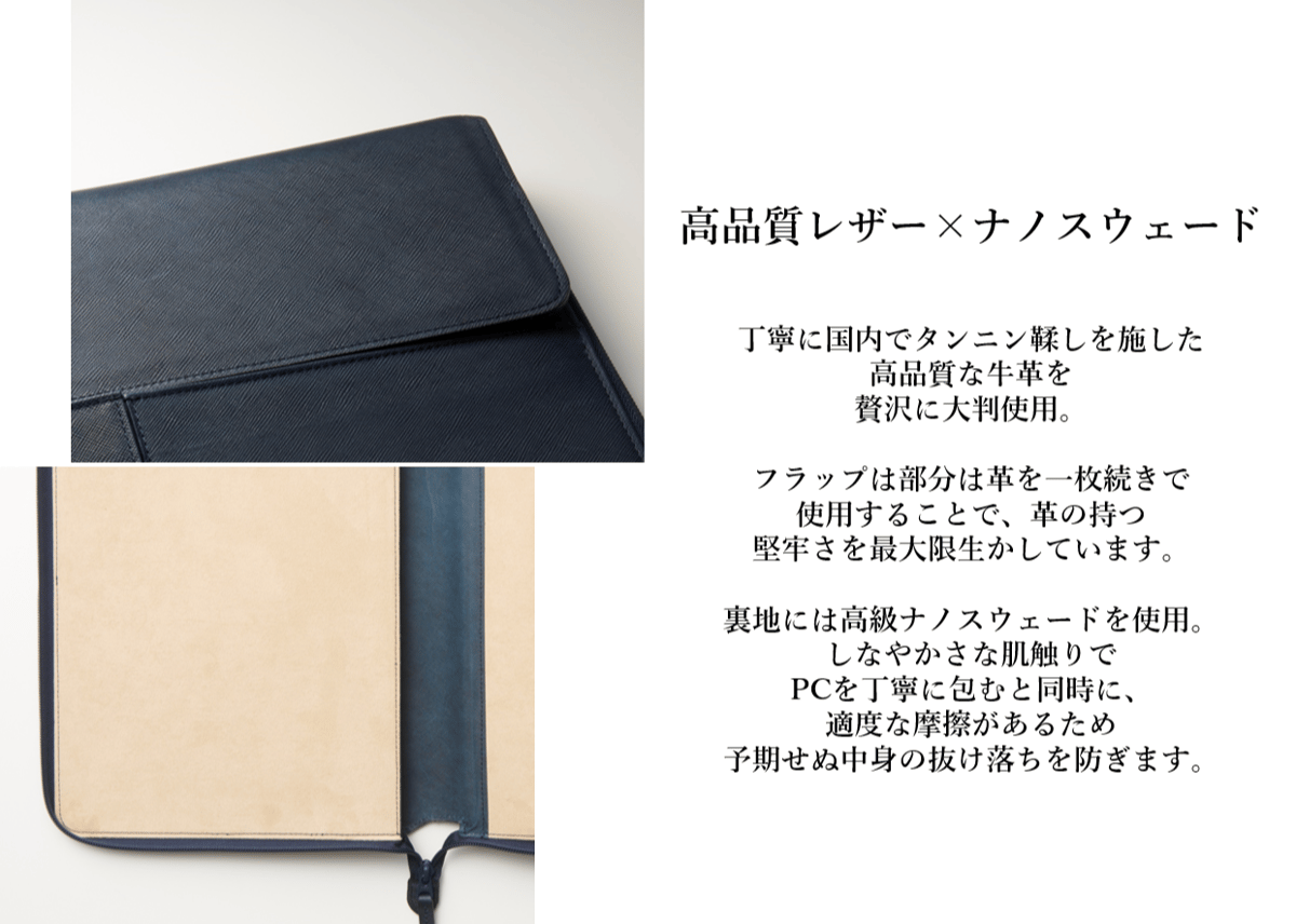 藍染レザー]2wayPCレザーケース | Porta Lab.official store