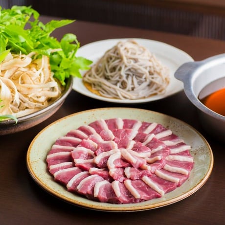 [送料込] 河内鴨のお鍋のセット　生二八蕎麦付き (1人前)【藤乃】