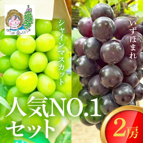 [送料込]8月下旬発送開始！人気NO.1セット(いずほまれ・シャインマスカット 2房)【あさつゆ 愛のぶどう園】