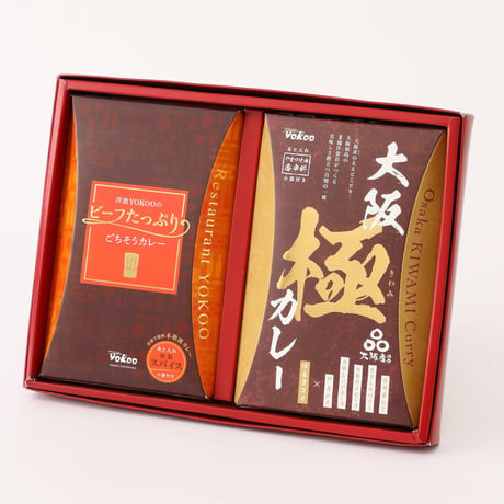 [送料込]<ギフトBOX>ビーフたっぷりごちそうカレー＆大阪 極(きわみ)カレー(各1個 計2個)【YOKOO】