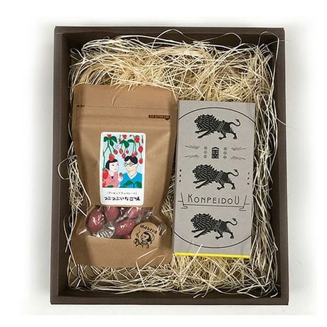 [送料込]ほっとひといき  チョコレート&金平堂ギフトセット(チョコレート1袋・金平糖3箱)【佐々木製菓】