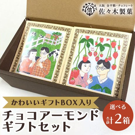 [送料込]かわいいギフトBOX　チョコアーモンドギフトセット(6種より選べる 計2箱)【佐々木製菓】