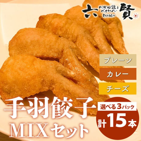[送料込] 鶏職人の手羽餃子 MIXセット (3種から選べる3パック  計15本)【六賢】