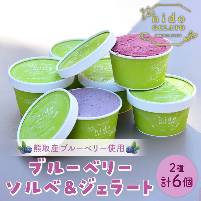 送料込]熊取産ブルーベリー使用「Nido GELATO」ソルベ＆ジェラート(2種