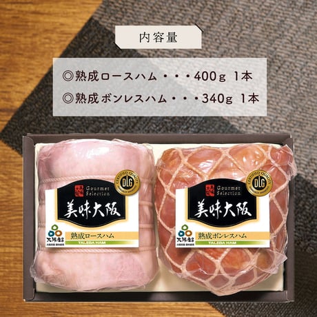 [送料込]大阪産(もん)熟成ハム(ロースハム・ボンレスハム)2点セット【タケダハム】
