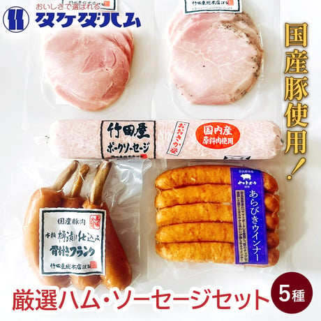 [送料込]国産豚肉使用 厳選ハム・ソーセージセット(5種)【タケダハム】
