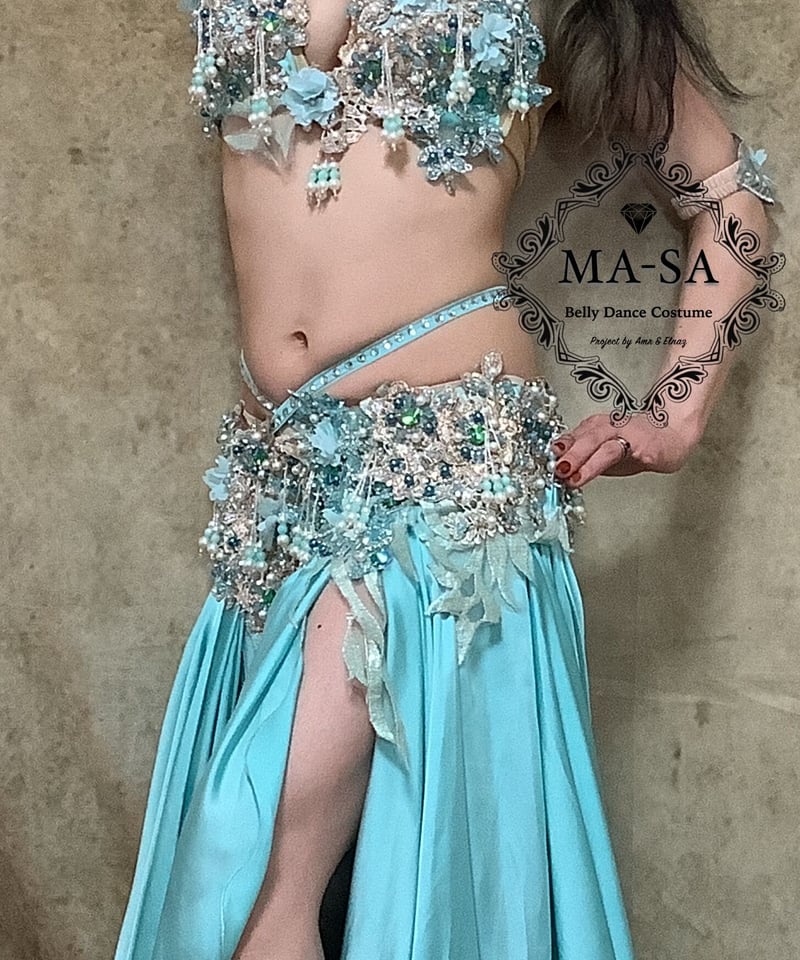 MA-SA Amrベリーダンス コスチューム 水色 パラダイスミント（税・送料込み） Designed by Amr | ベリーダンス