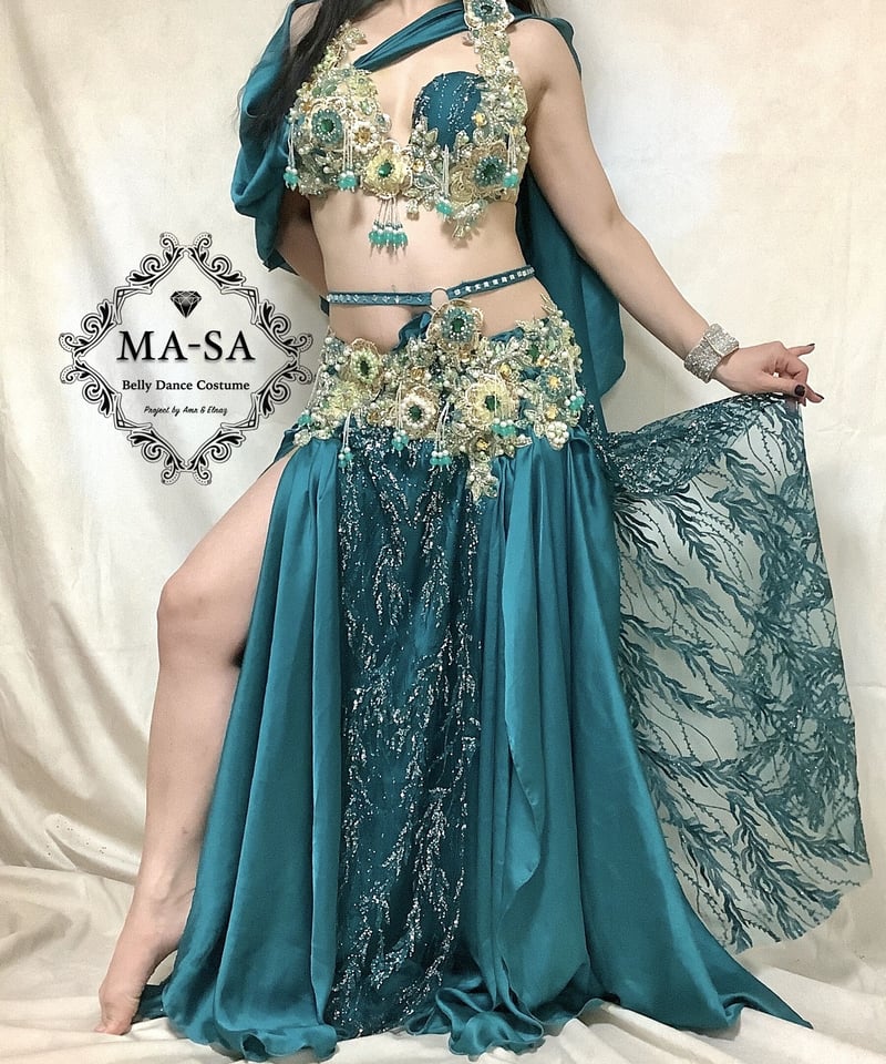 エメラルドグリーン　衣装　ベリーダンス 楽天市場】ベリーダンス衣装 オリエンタル衣装 エメラルド