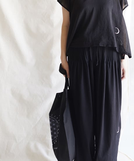 moon circle flower of life Big tote  BLACK