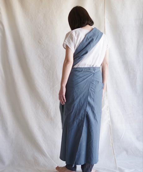 cotton linen KIMONO salon BLUE GRAY