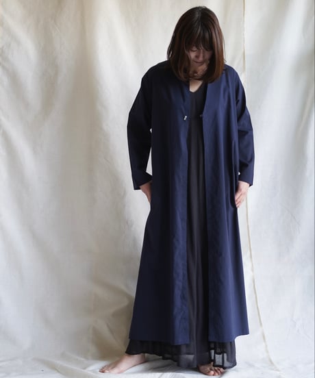 wing neck coat  MIDNIGHT