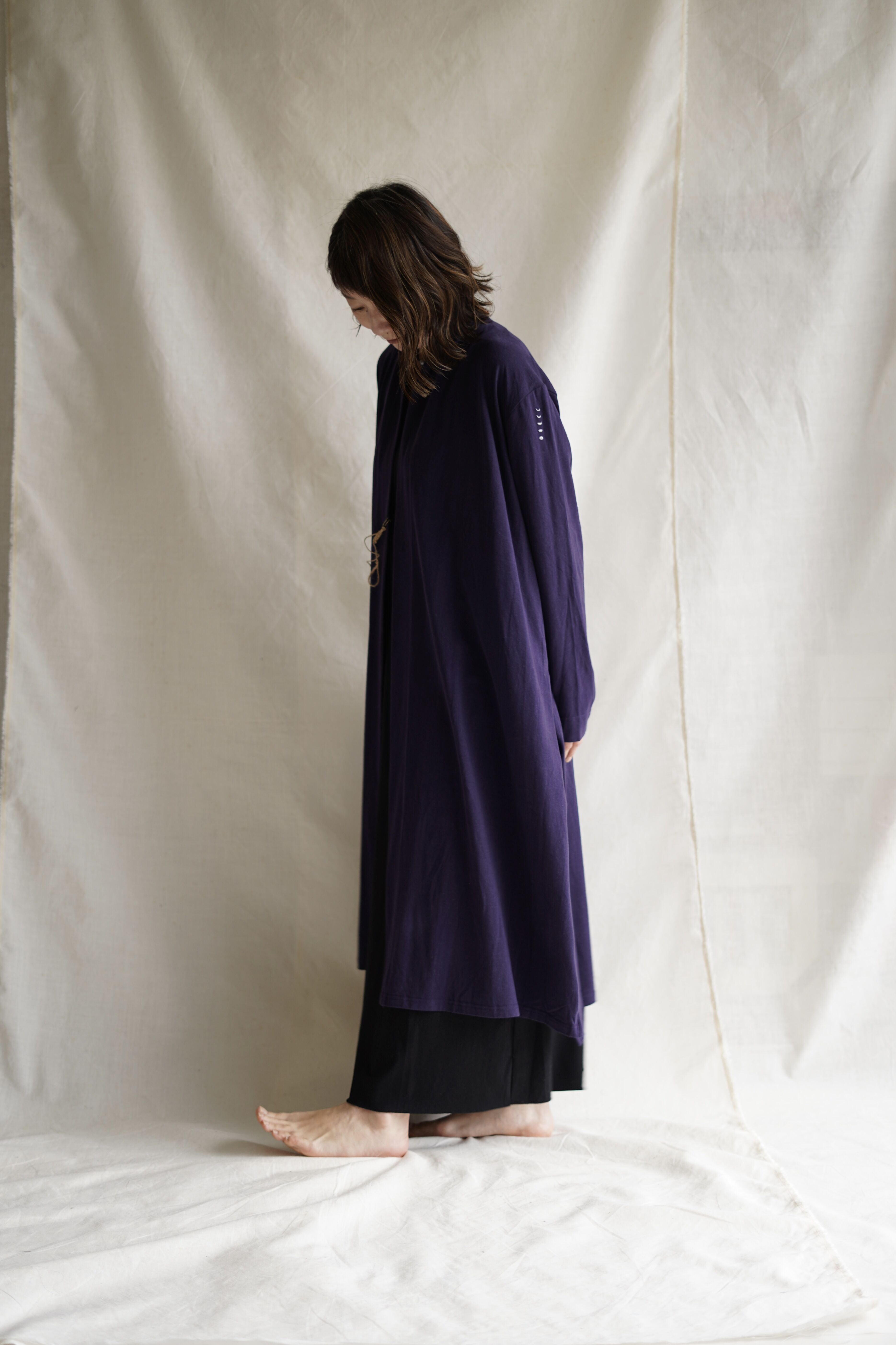 Len moon circle long slit coat SHIKON | Little