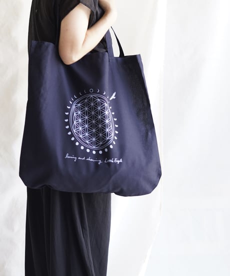 moon circle flower of life Big tote  MIDNIGHT