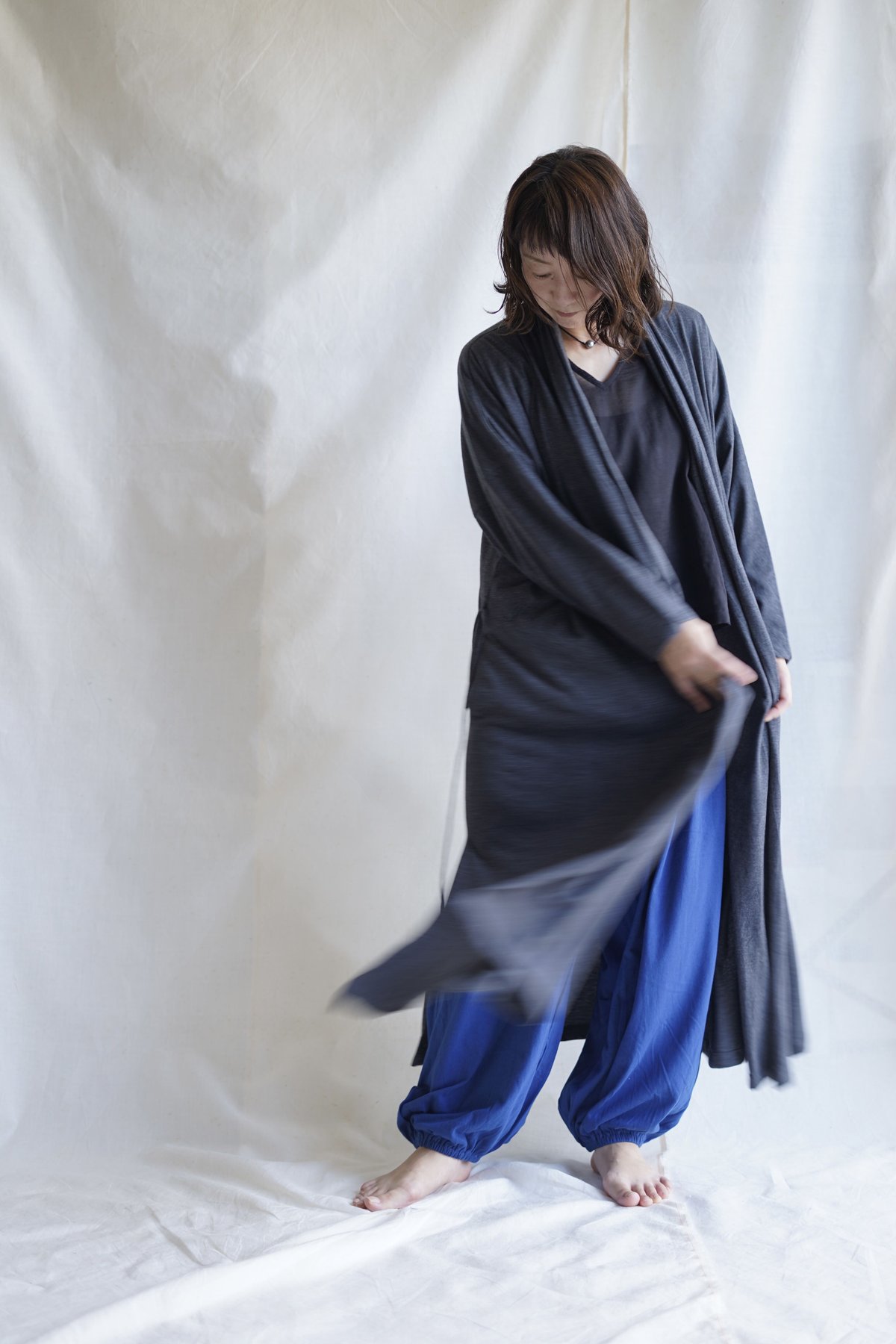 cotton spiral moon KIMONO coat SUMIKURO | Litt