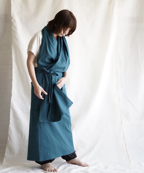 cotton linen KIMONO salon D/NAVY